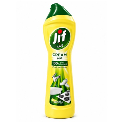 JIF Multipurpose Cream Cleaner Lemon 500ml is specially made to remove tough dirt, grease, and stains from a variety of surfaces while leaving a fresh lemon fragrance. Its powerful cream formula provides 100% dirt removal and helps restore the shine of kitchen and bathroom surfaces without causing damage when used as directed. Suitable for sinks, tiles, countertops, stovetops, and other washable surfaces, the 500ml bottle is ideal for everyday cleaning in homes and commercial spaces.
