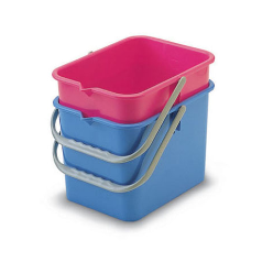A mop bucket cart (or mop trolley) is a wheeled bucket that allows its user to wring out a wet mop without getting the hands dirty.The upper bucket is used to place the wet mop for storage and press handle to wring out the mop. Water trickles down to another bucket below, which collects the waste water.