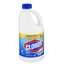 Clorox® Clean-Up® Cleaner + Bleach is suitable for most bathroom surfaces, including glazed tile, tubs, fibreglass, glass shower doors, vinyl curtains, counters, cabinets, sinks, and no-wax floors. However, you should rinse immediately after use on plastic, vinyl, metal, old porcelain or worn plastic laminate.