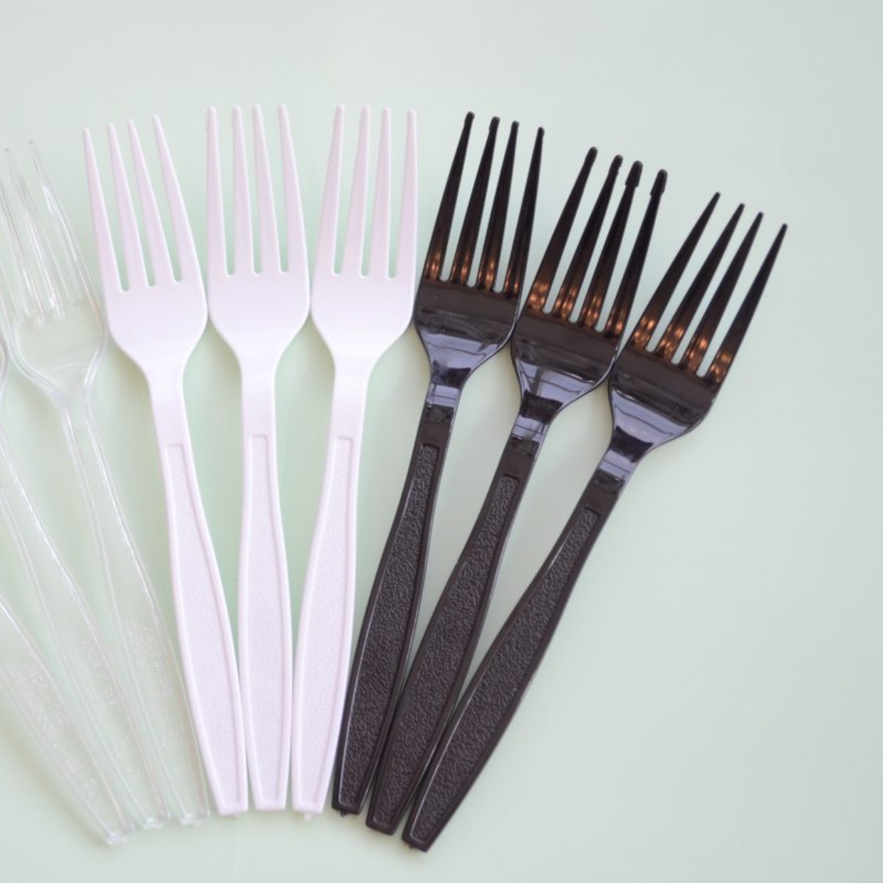 Plastic fork white and black color